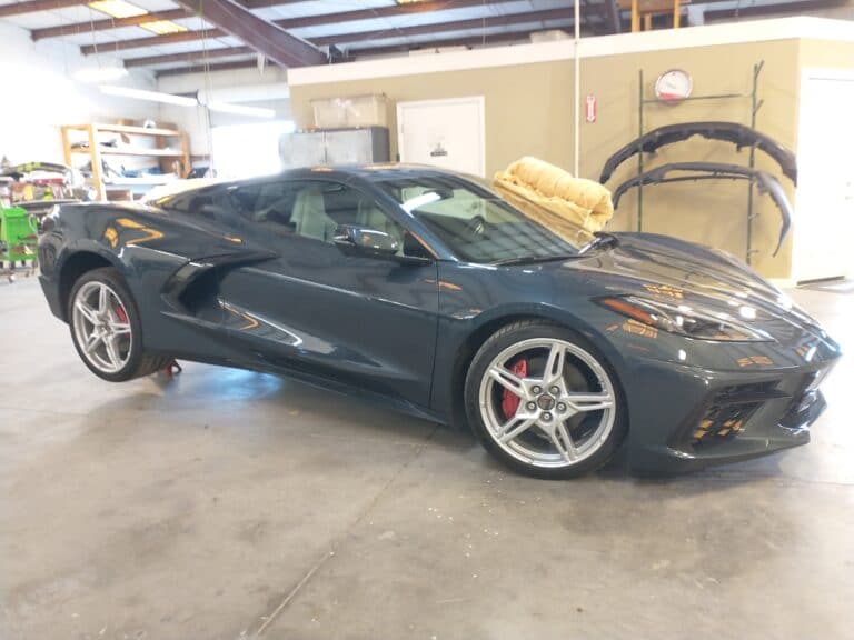 New blue C8 Corvette Stingray to be painted so duct vents match entire car