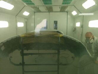 Auto Paint Spray Booth in use at B & B Auto Body